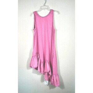 Daily Practice Anthropologie Pink Asymmetrical Ruffle Hem Dress S